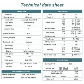 Silnik elektryczny 0,09kW 1400 obr/min. 56B3